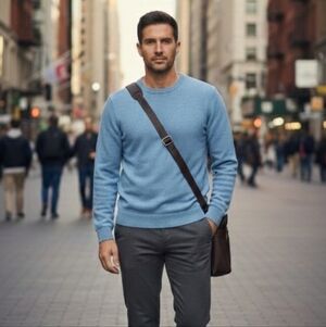 Scotch & Soda Men's Heather Blue Crewneck Sweater